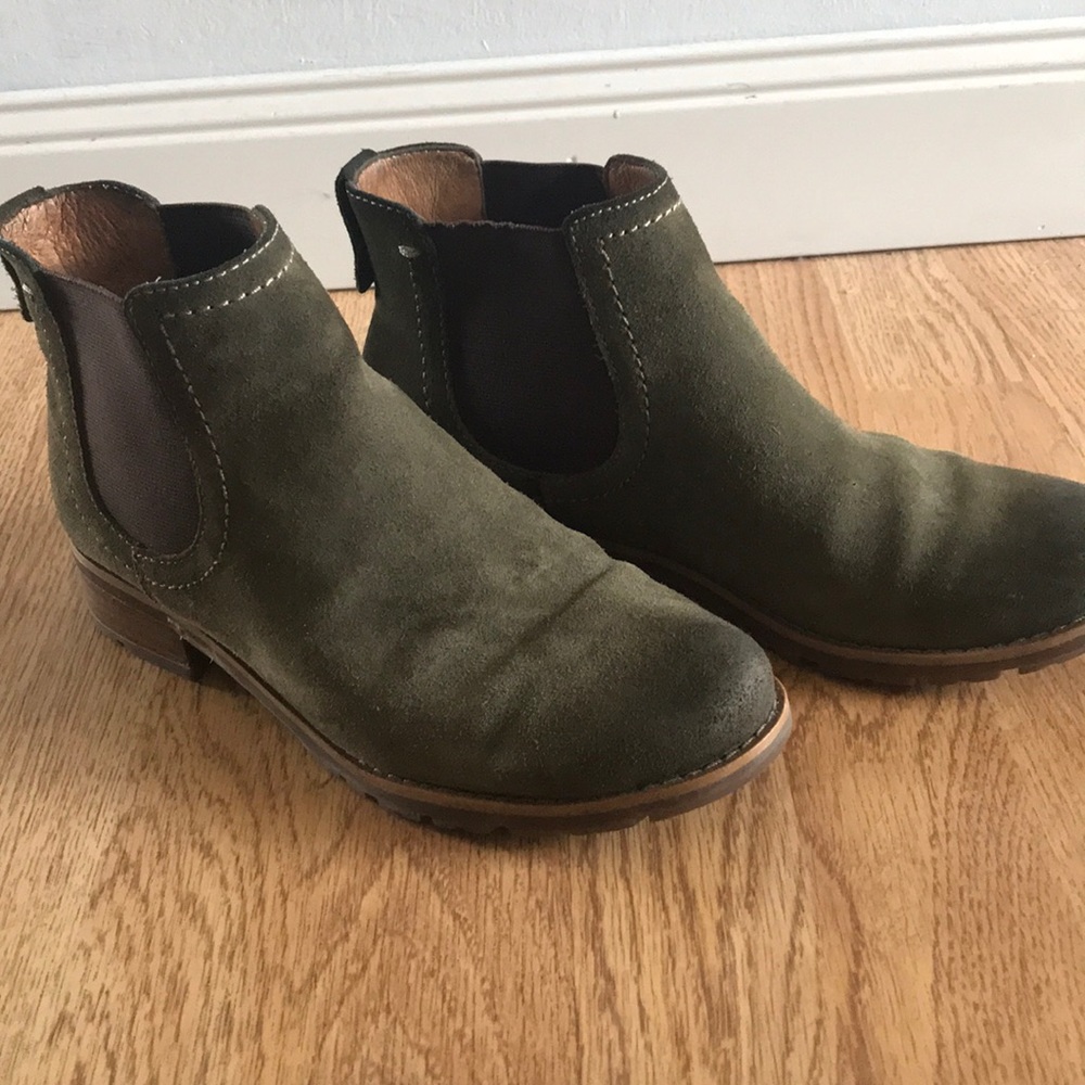 Dark olive green booties